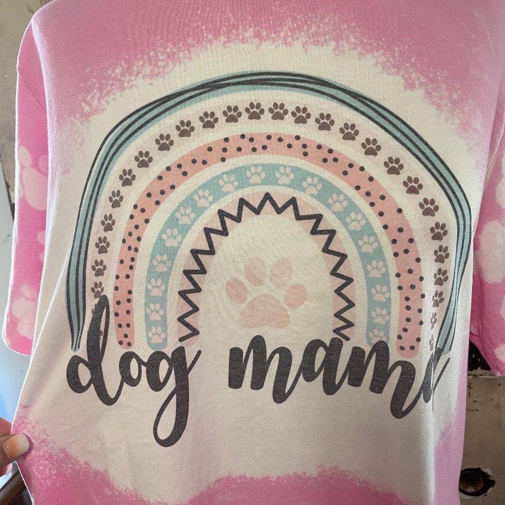 T-Shirt Women's Dog Mama Pink Boho